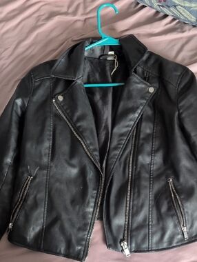 H&M Black Faux Leather Moto Jacket
